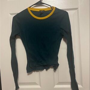 Rue 21 Dark Green Sleeved Shirt Yellow
Collar